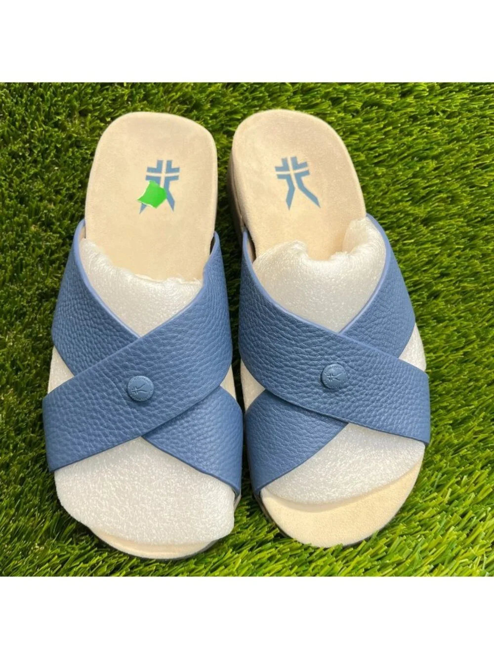 Kuru Breeze Womens Size 8 Blue Beach Walking Outdoor Leather Slide Sandals